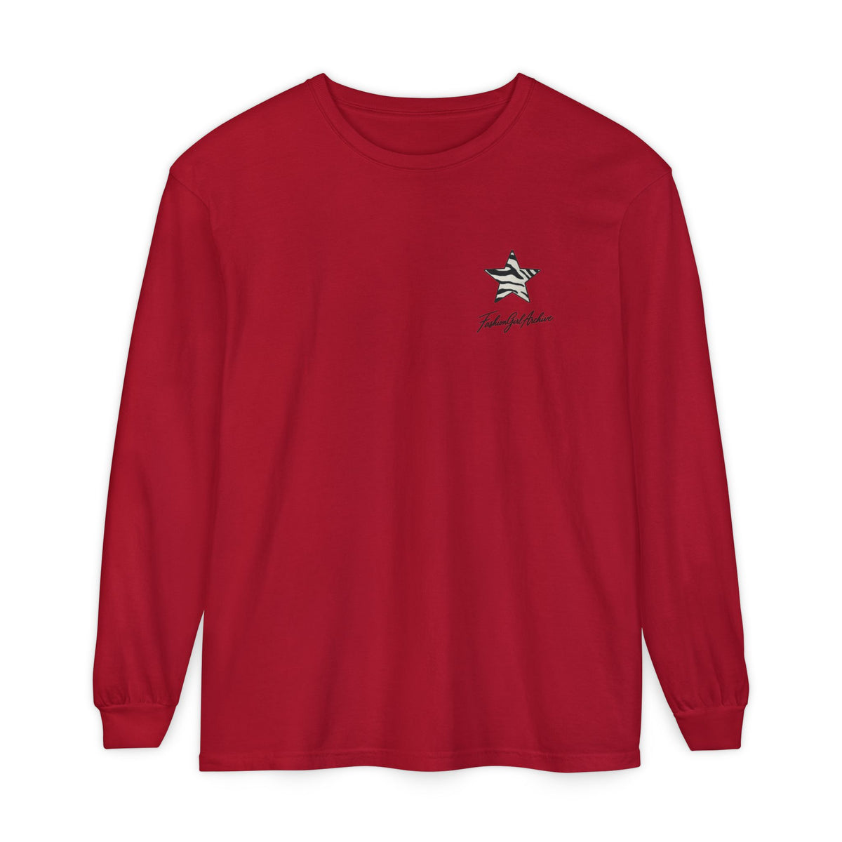 Zebra Stripe Star long sleeve t-shirt | chest graphic