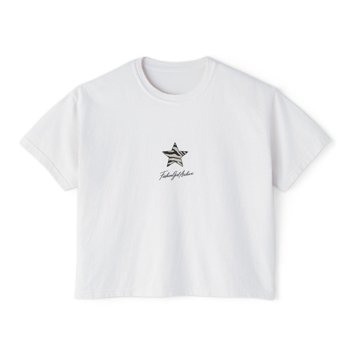 Zebra Stripe Star Tee | White Cropped Boxy Shirt