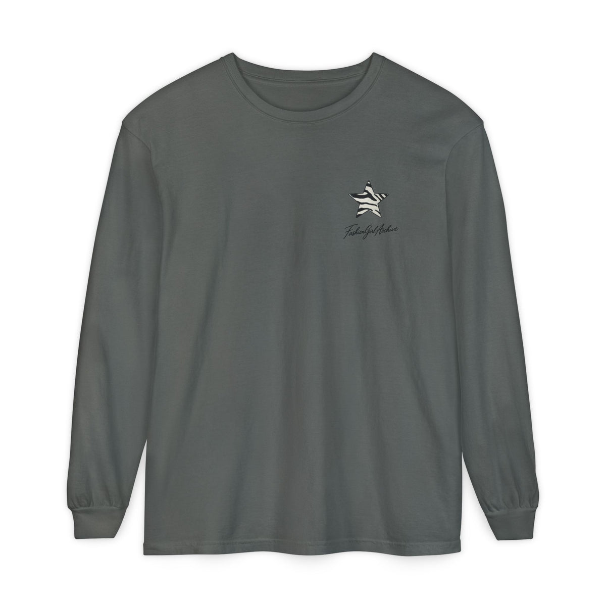 Zebra Stripe Star long sleeve t-shirt | chest graphic