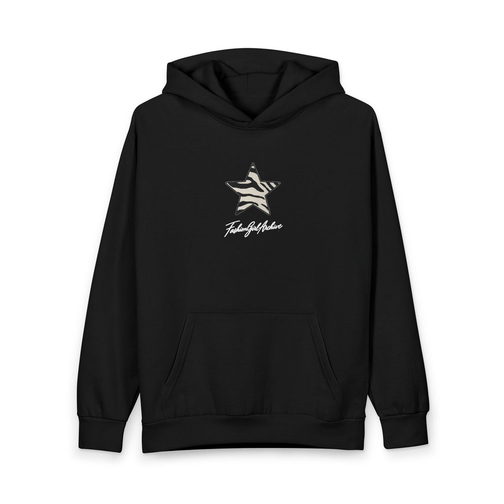 Zebra Star Hoodie — Oversized Urban Pullover with Signature Script