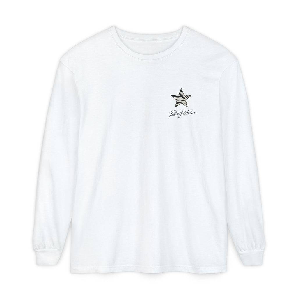 Zebra Stripe Star long sleeve t-shirt | chest graphic