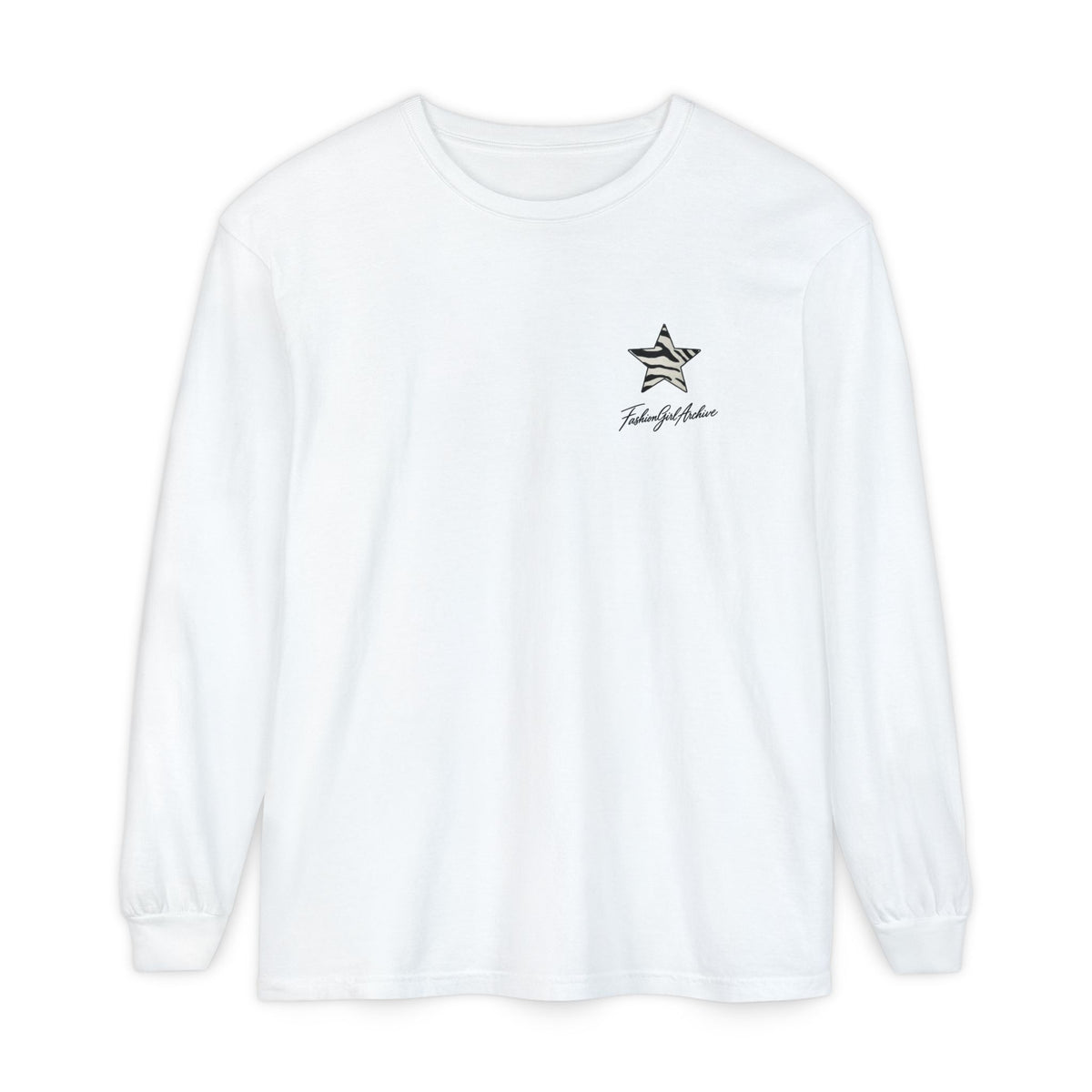 Zebra Stripe Star long sleeve t-shirt | chest graphic