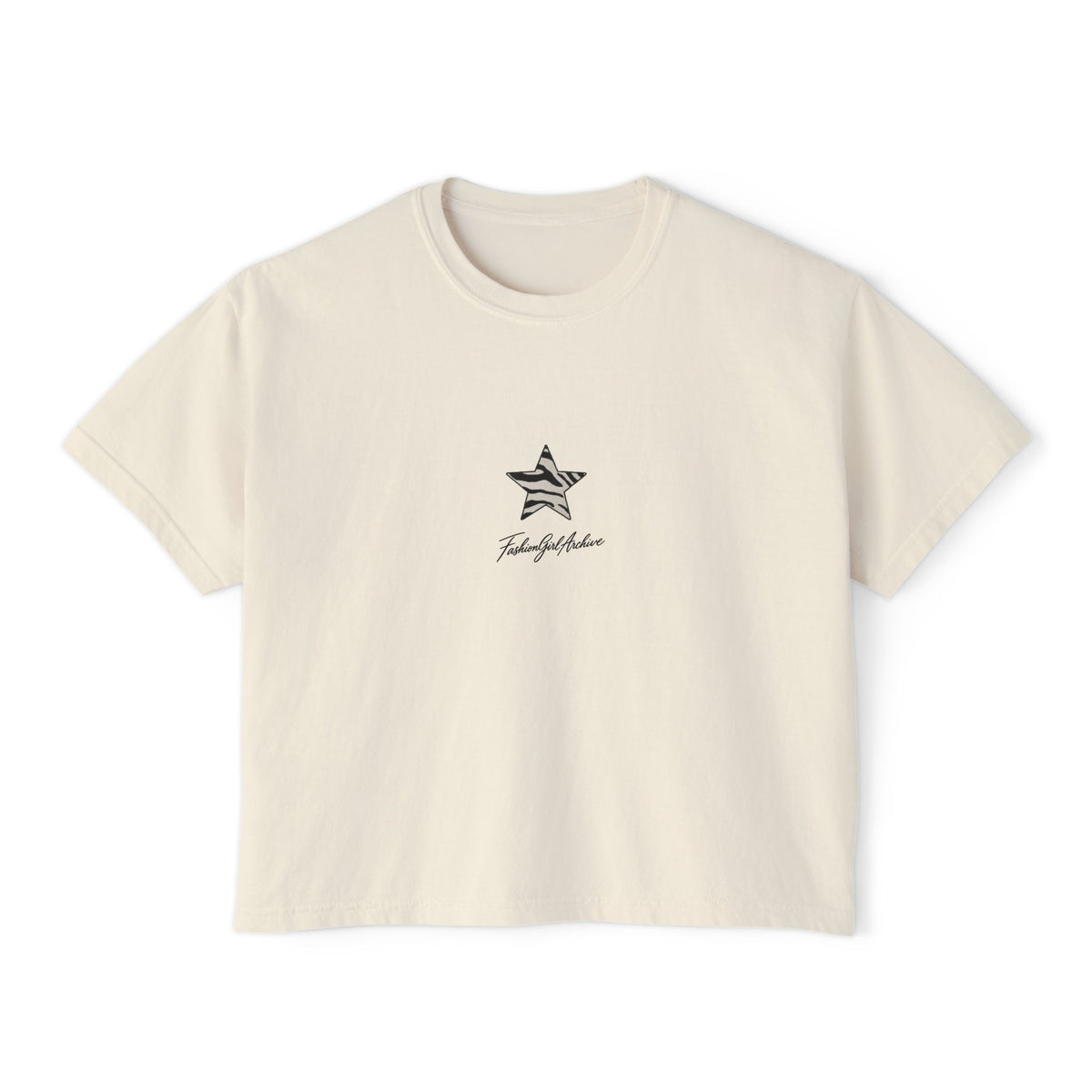 Zebra Stripe Star Tee | White Cropped Boxy Shirt