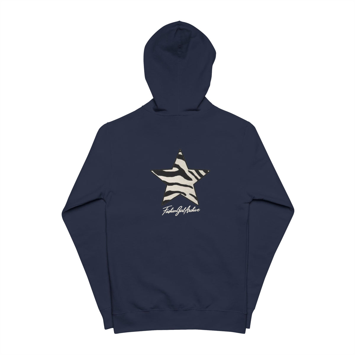 Zebra Star Zip Hoodie — Graphic Fleece Zip-Up for Casual Streetwear