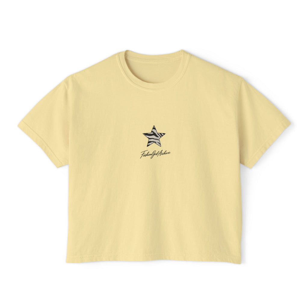 Zebra Stripe Star Tee | White Cropped Boxy Shirt