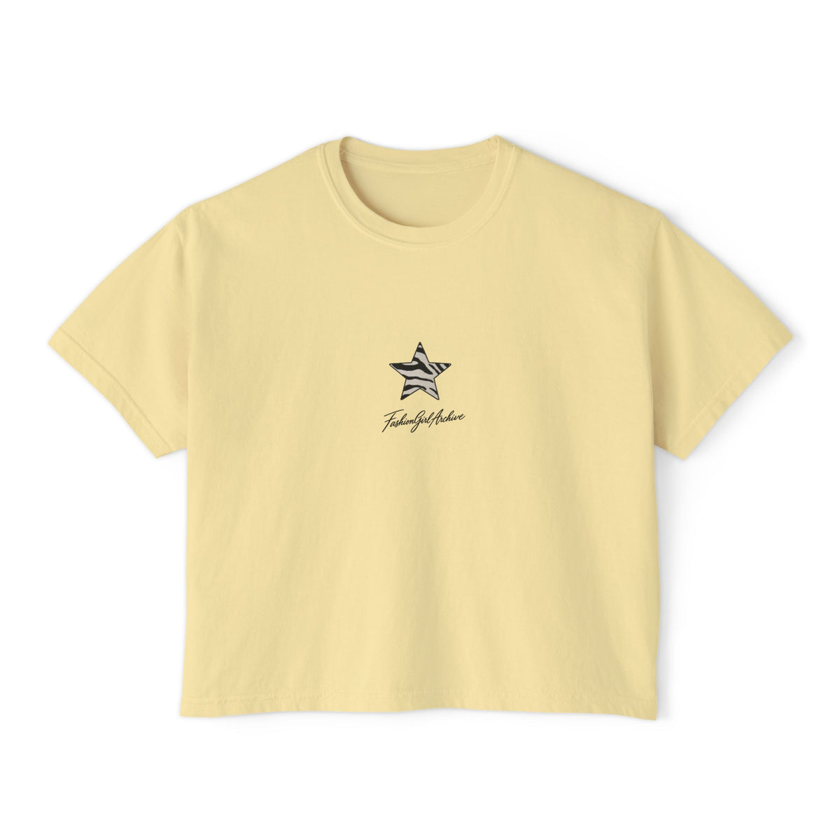 Zebra Stripe Star Tee | White Cropped Boxy Shirt