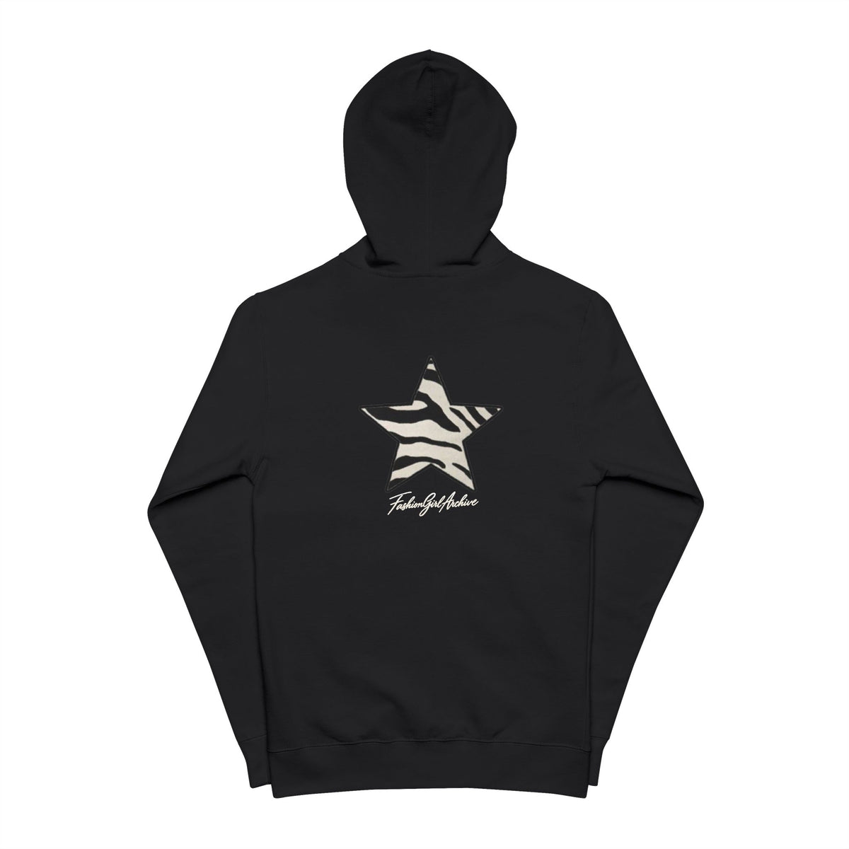 Zebra Star Zip Hoodie — Graphic Fleece Zip-Up for Casual Streetwear