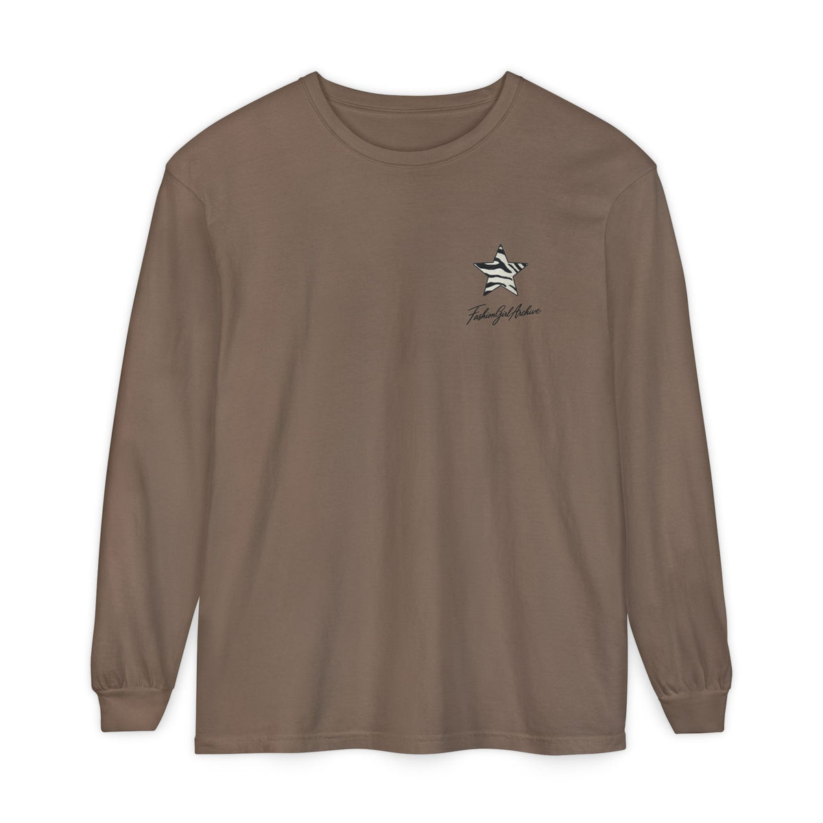 Zebra Stripe Star long sleeve t-shirt | chest graphic