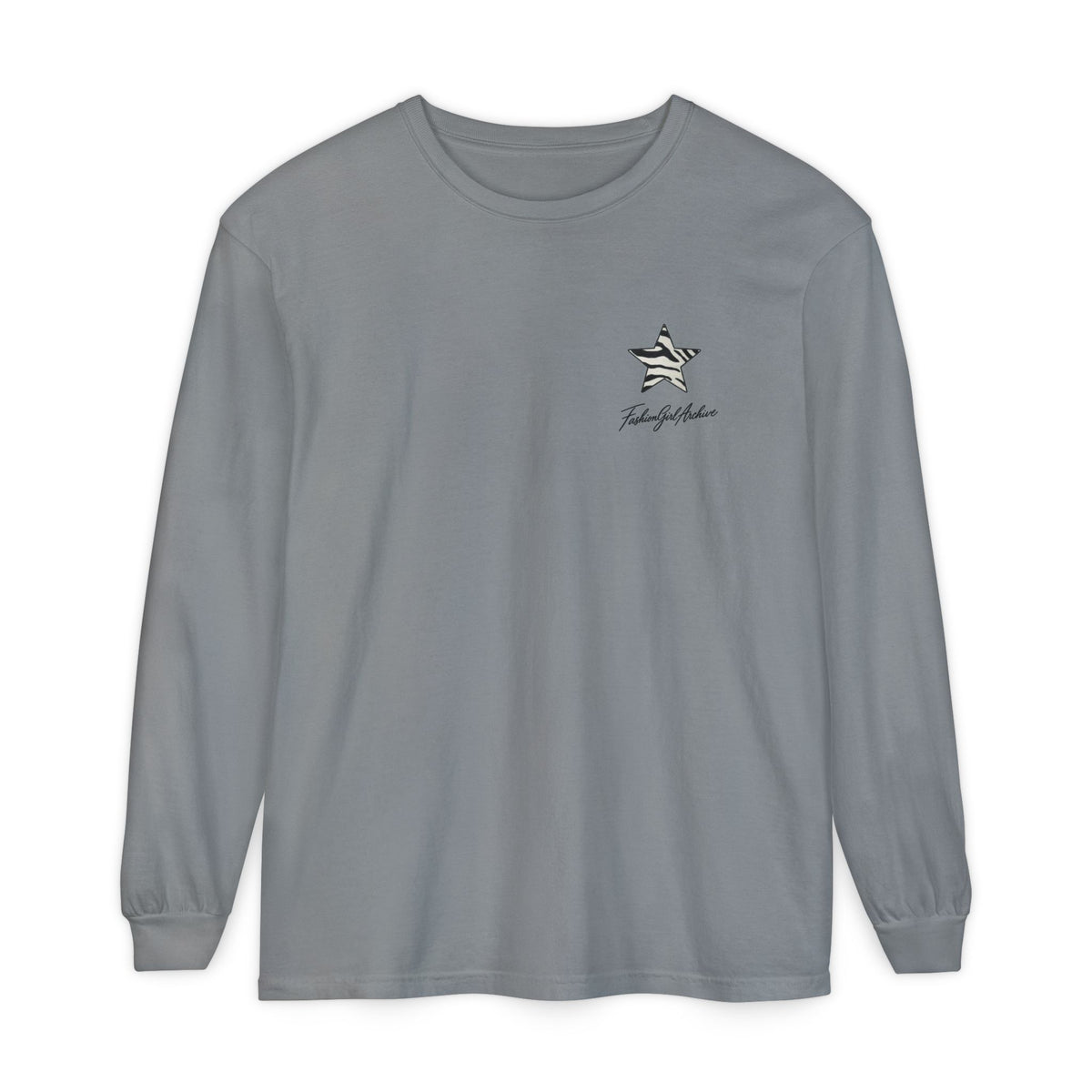 Zebra Stripe Star long sleeve t-shirt | chest graphic