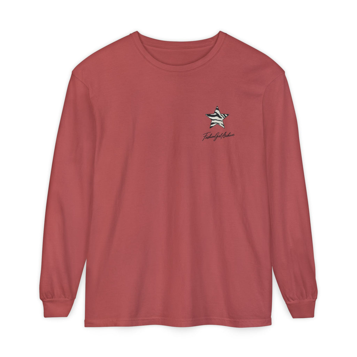 Zebra Stripe Star long sleeve t-shirt | chest graphic