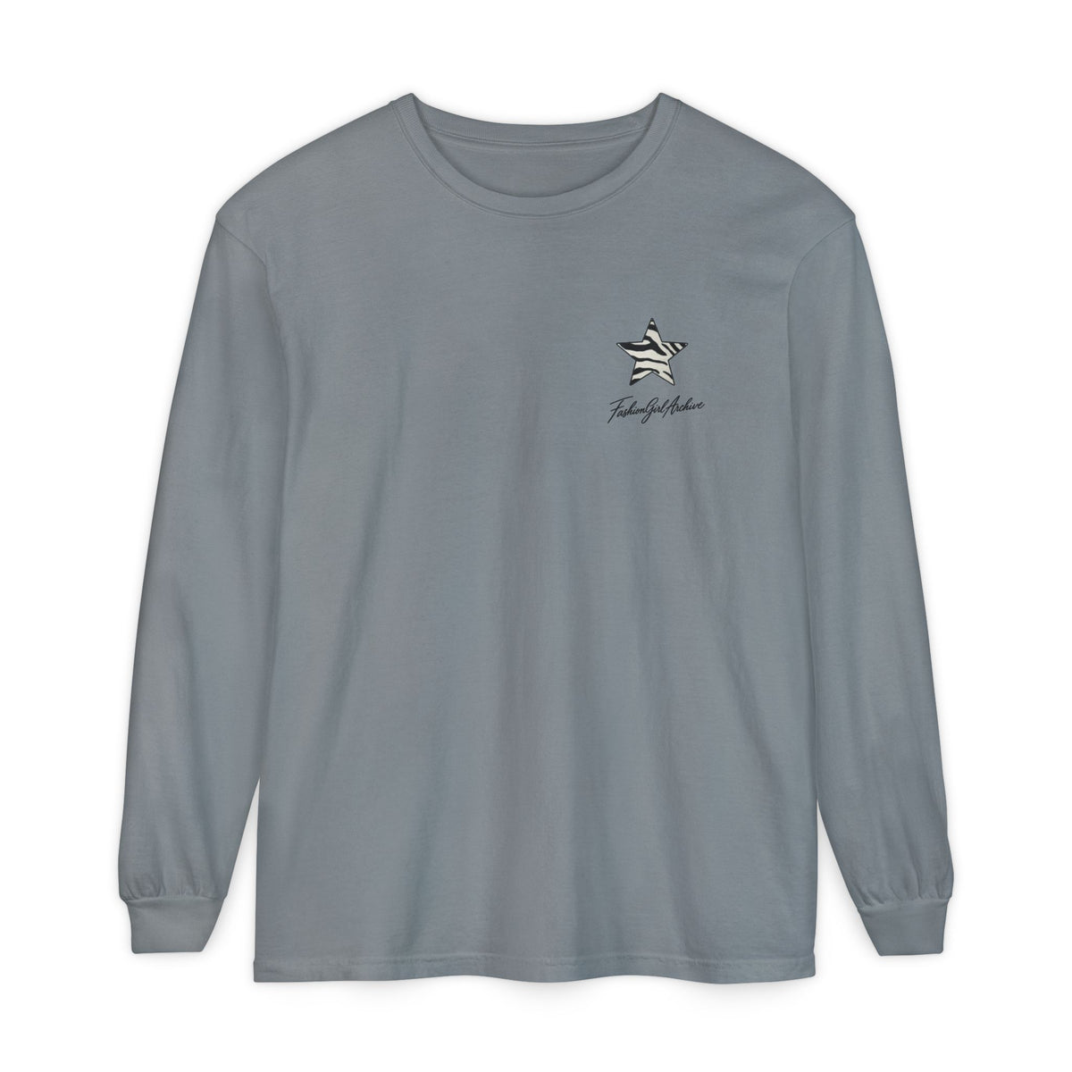 Zebra Stripe Star long sleeve t-shirt | chest graphic
