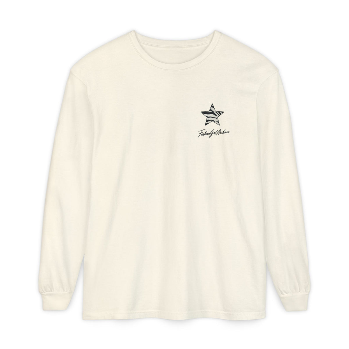 Zebra Stripe Star long sleeve t-shirt | chest graphic